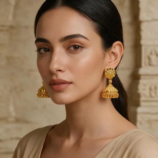 Premium_Gold_Plated__Floral_Jhumka_Earrings_For_Women