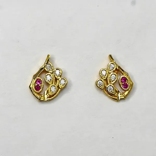 Premium_Gold_Plated__Pink_Stone_Embellished_Earrings_For_Women