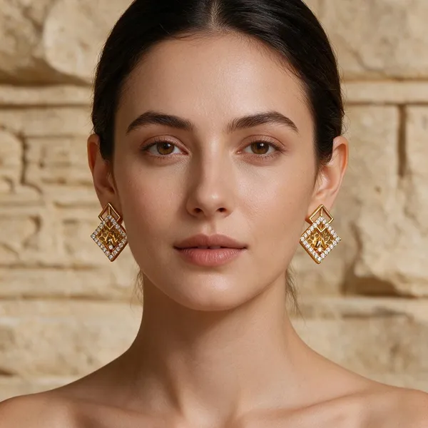Premium_Gold_Plated__Geometric_Drop_Earrings_For_Women