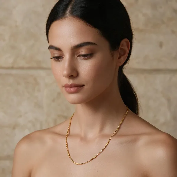 Premium_Gold_Plated__Textured_Link_Chain_Necklace_For_Women