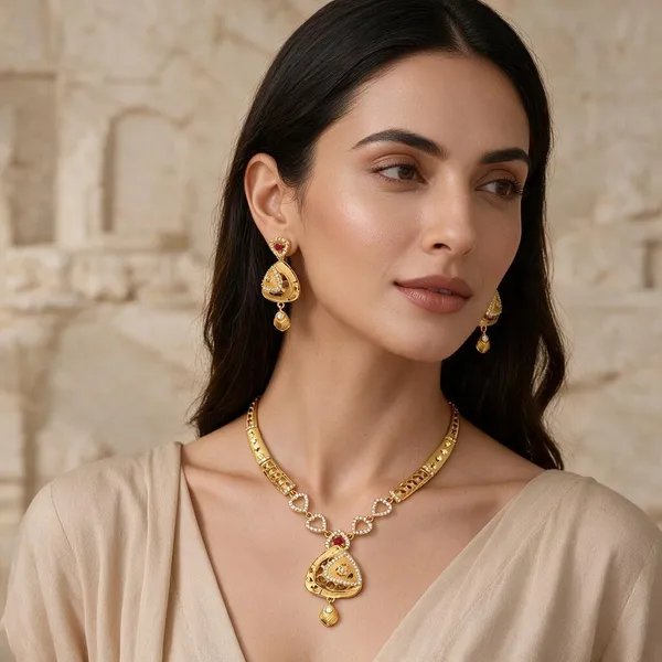 Premium_Gold_Plated__Traditional_Necklace_And_Earring_Set_For_Women