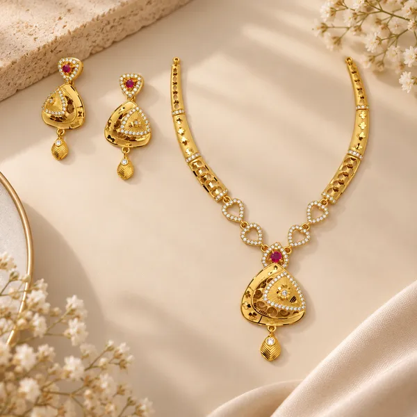Premium_Gold_Plated__Traditional_Necklace_And_Earring_Set_For_Women
