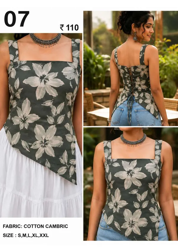 Grey_Cotton_Cambric_Floral_Asymmetric_Top_For_Women