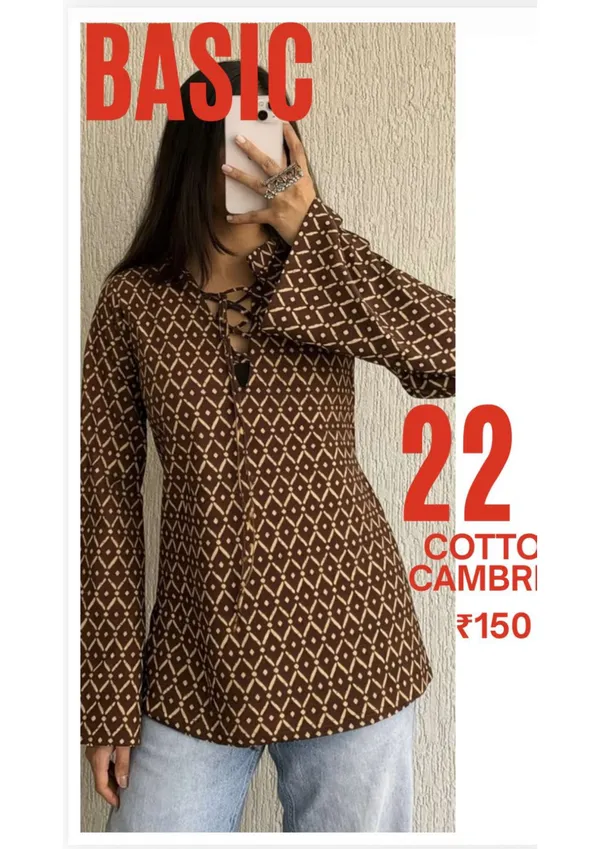 Brown_Cotton_Cambric_Geometric_Print_Top_For_Women