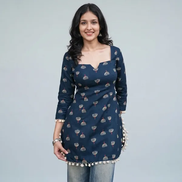 Teal_Cotton_Straight_Printed_Kurta_For_Women