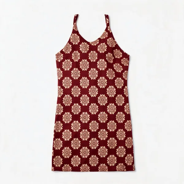 Red_Cotton_Sleeveless_Straight_Printed_Kurti_For_Women