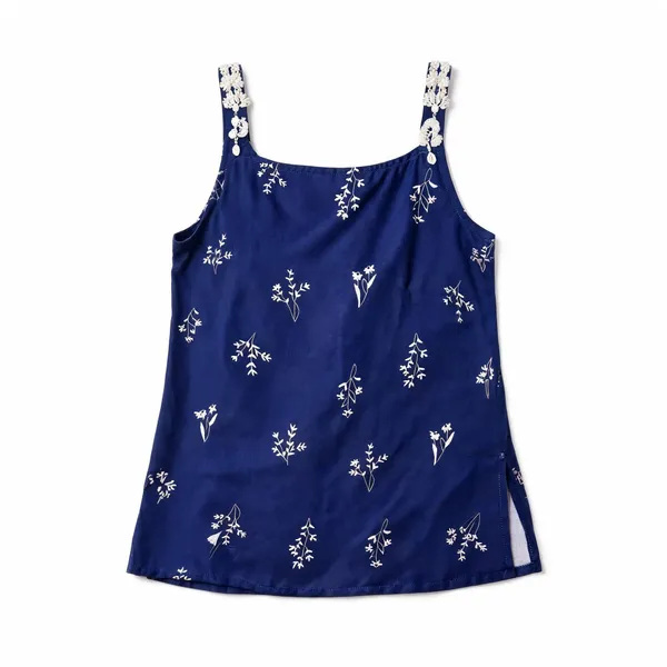 Blue_Cotton_Sleeveless_Floral_Print_Top_For_Women