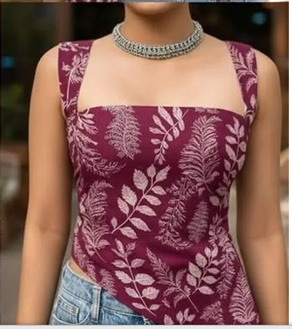 Maroon_Cotton_Cambric_Sleeveless_Botanical_Print_Top_For_Women
