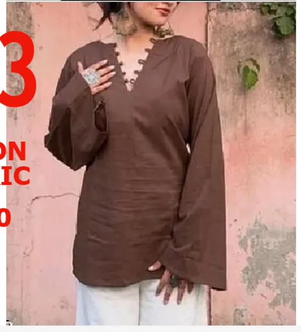 Cream_Cotton_Floral_Print_Short_Kurti_For_Women