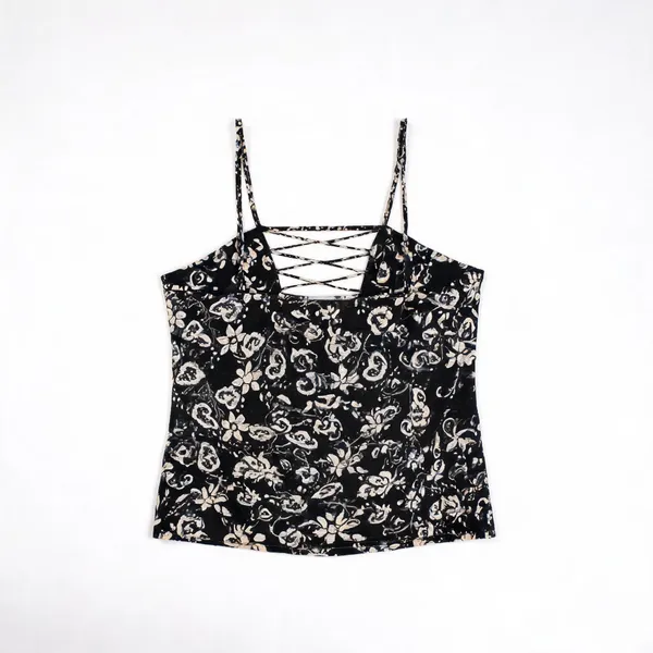 Black_Cotton_Cambric_Floral_Spaghetti_Top_For_Women