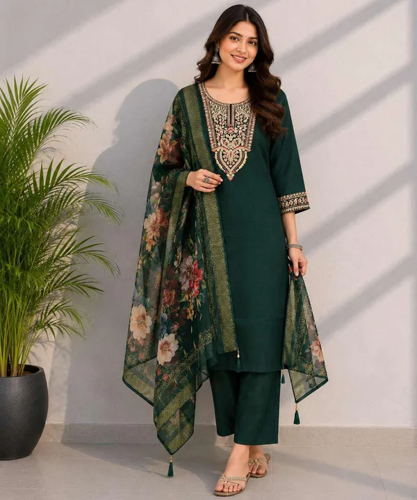 Green_Embroidered_Kurta_Set_for_Women