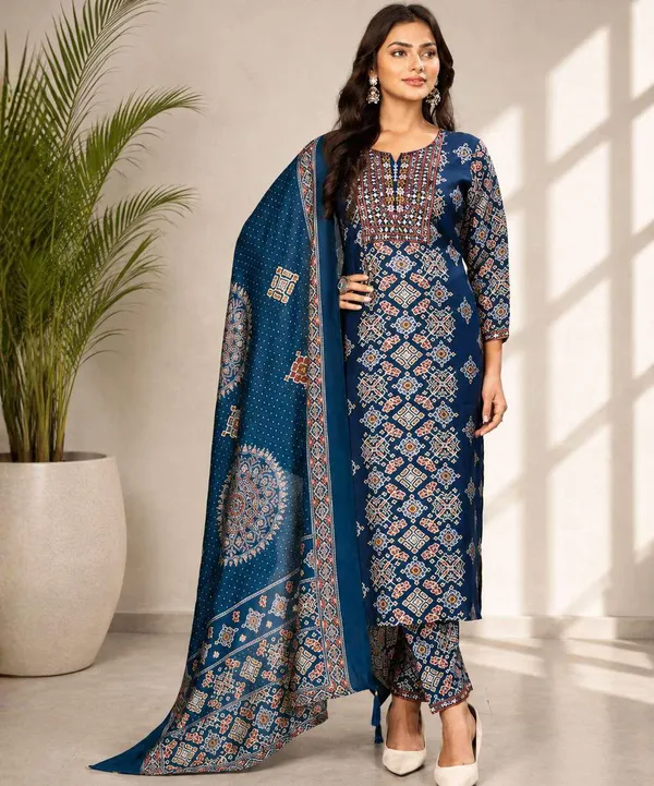 Navy_Blue_Printed_Straight_Kurta_Set_With_Dupatta_For_Women