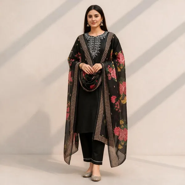 Black_Printed_Kurta_Set_for_Women