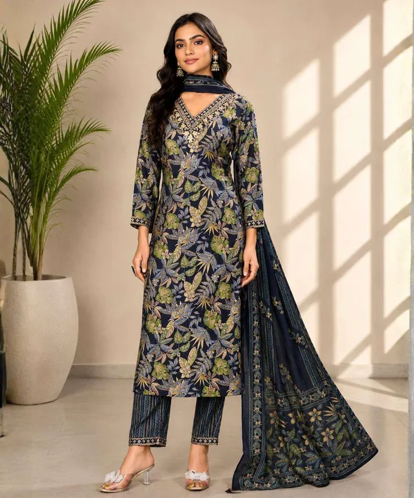 Navy_Floral_Print_Straight_Kurta_Set_for_Women