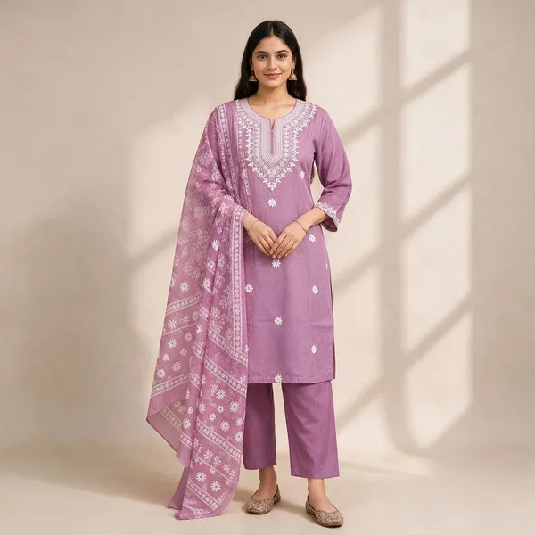 Lavender_Printed_Kurta_Set_With_Dupatta_For_Women