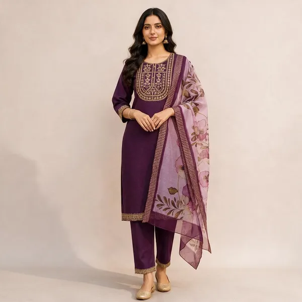 Deep_Purple_Embroidered_Straight_Kurta_Set_For_Women