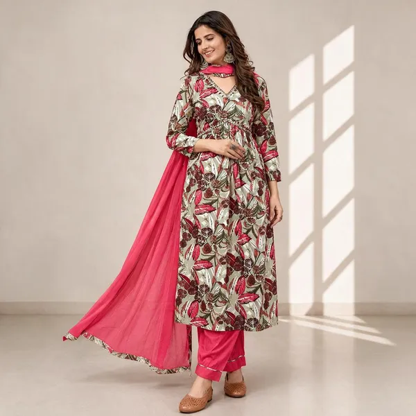 Pink_Floral_Print_Straight_Kurta_Set_for_Women