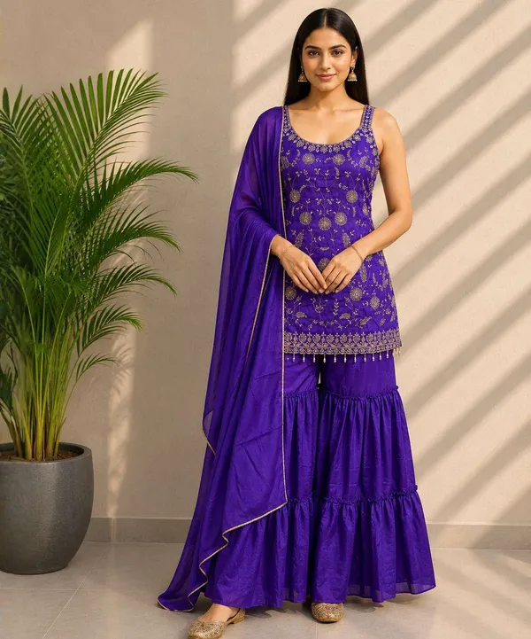 Purple_Embroidered_Sharara_Kurta_Set_For_Women