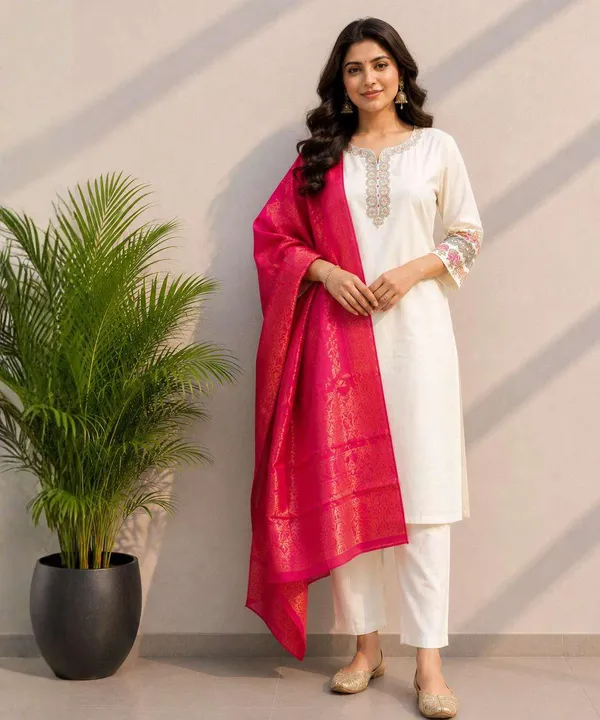 White_Embroidered_Kurta_Pant_Set_With_Dupatta_for_Women
