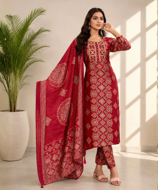 Red_Printed_Straight_Kurta_Set_With_Dupatta_For_Women