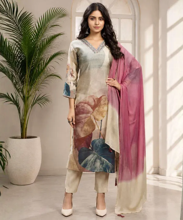 Beige_Printed_Straight_Kurta_Set_For_Women