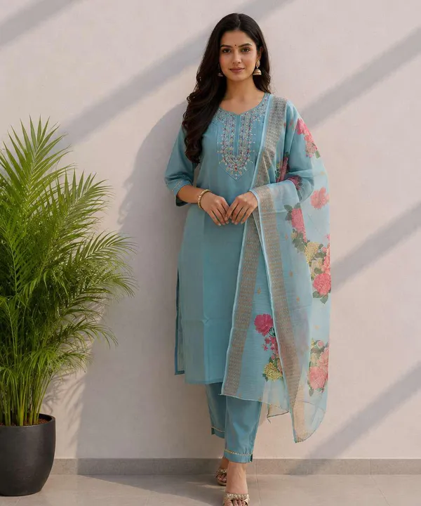 Blue_Embroidered_Straight_Kurta_Set_for_Women