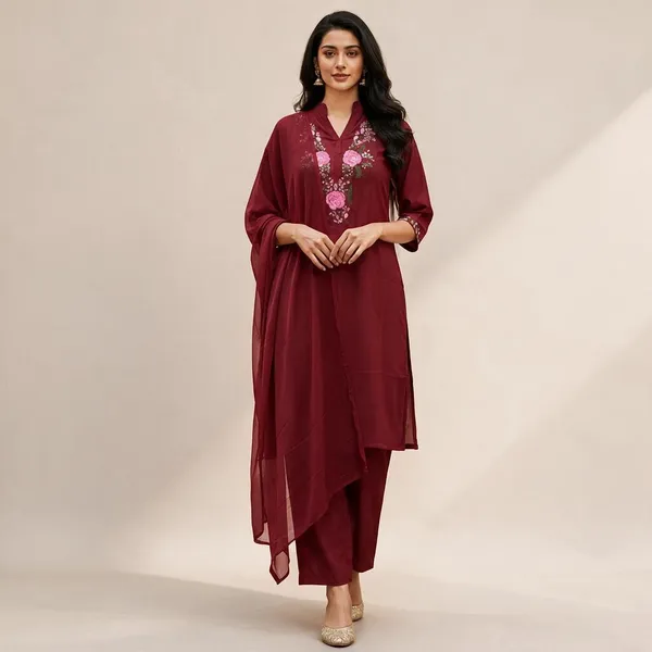Maroon_Embroidered_Kurta_Set_for_Women