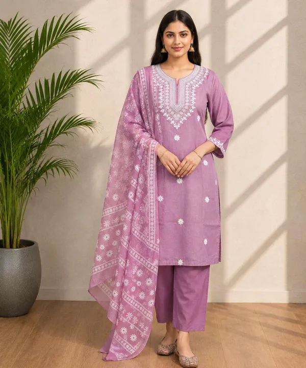 Lavender_Printed_Kurta_Set_With_Dupatta_For_Women