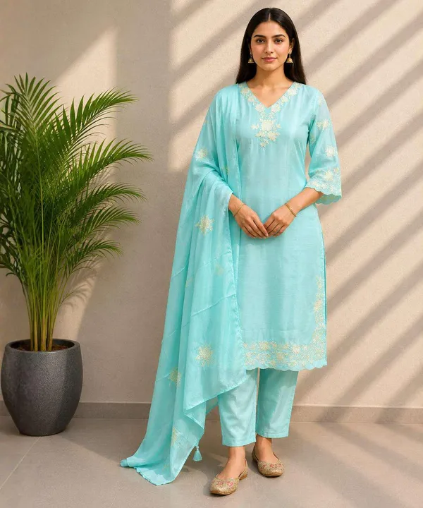 Aqua_Embroidered_Straight_Kurta_Set_for_Women