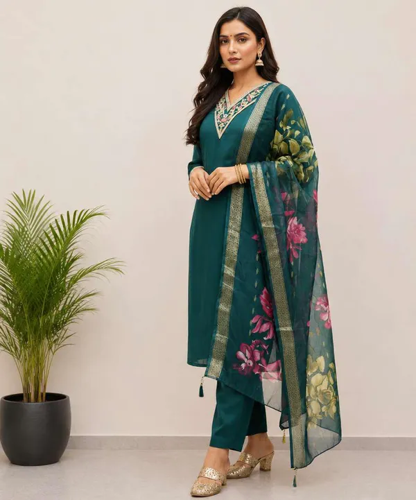 Teal_Printed_Straight_Fit_Suit_Set_for_Women