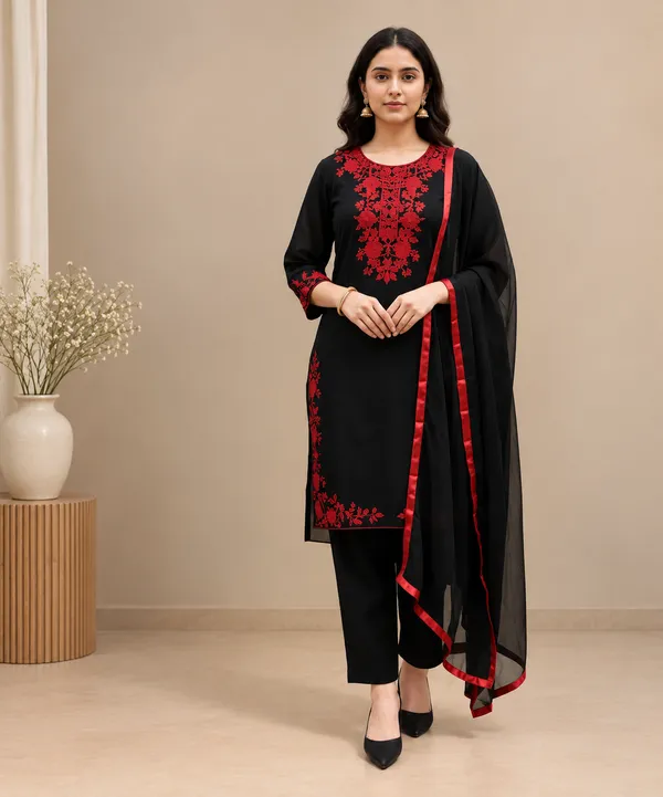 Black_Embroidered_Kurta_Set_for_Women