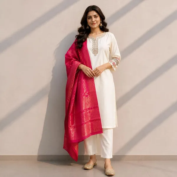 White_Embroidered_Kurta_Pant_Set_With_Dupatta_for_Women