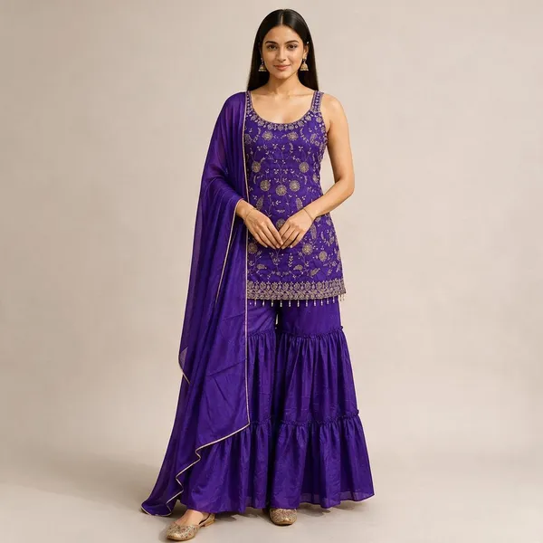 Purple_Embroidered_Sharara_Kurta_Set_For_Women