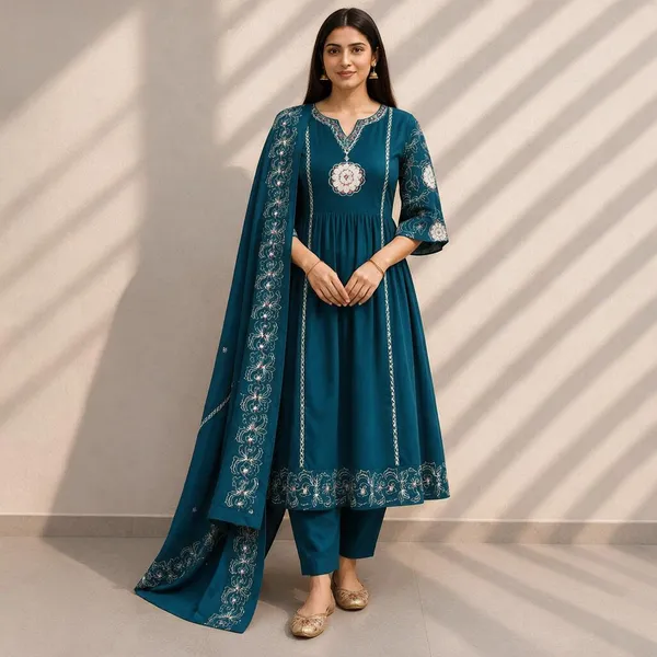 Teal_Embroidered_Anarkali_Suit_Set_for_Women