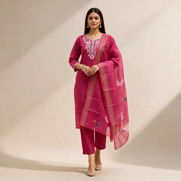 Pink_Embroidered_Straight_Suit_Set_For_Women