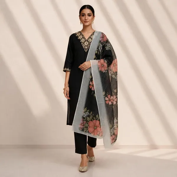 Black_Floral_Print_Kurta_Set_for_Women