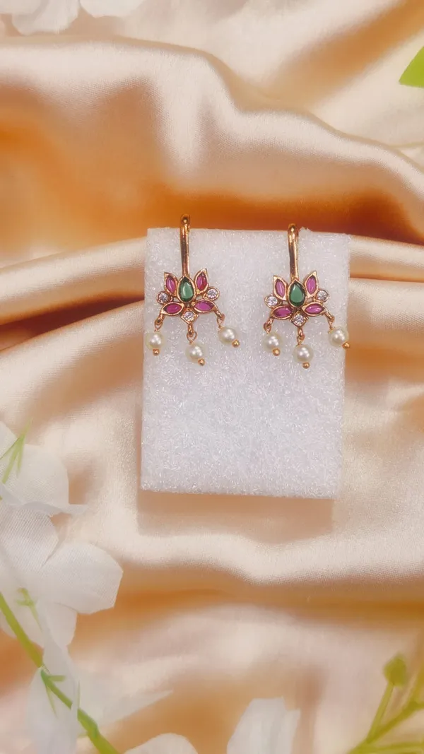 Gold_Tone_Floral_Drop_Earrings_for_Women