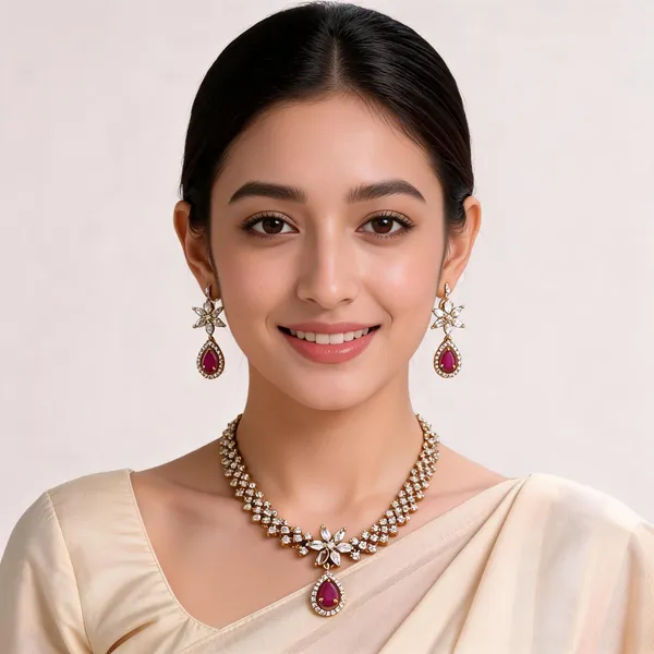 Gold_Alloy_Necklace_And_Earrings_Set_For_Women