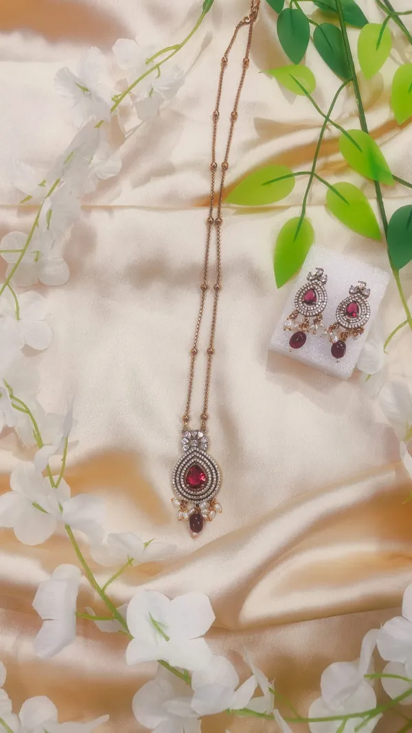 Rose_Gold_Red_Stone_Necklace_And_Earrings_Set_for_Women