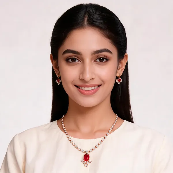 Gold_And_Red_Alloy_Necklace_And_Earrings_Set_For_Women