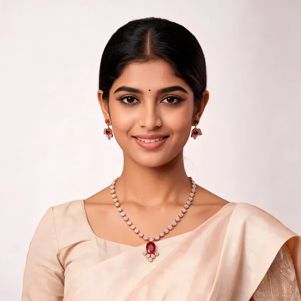 Gold_And_Red_Alloy_Necklace_And_Earrings_Set_For_Women