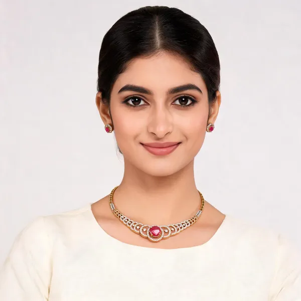 Gold_Alloy_Necklace_And_Earring_Set_For_Women
