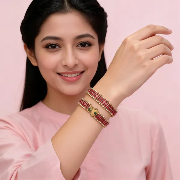 Gold_And_Red_Alloy_Bangles_For_Women