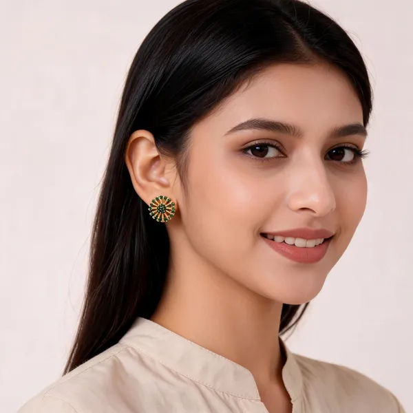 Green_Alloy_Stud_Earrings_For_Women