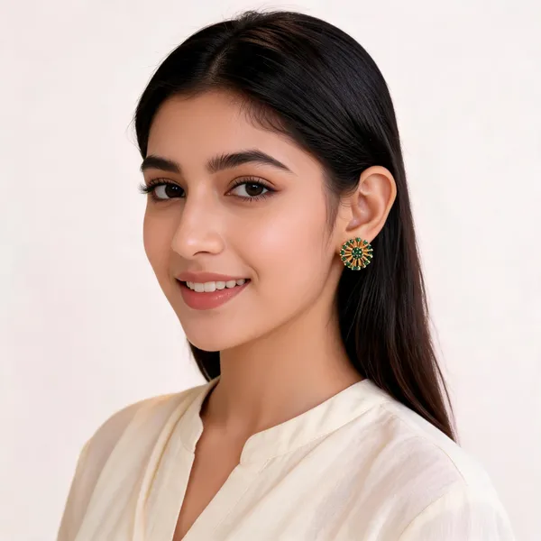 Green_Alloy_Stud_Earrings_For_Women