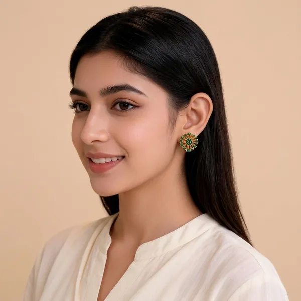 Green_Alloy_Stud_Earrings_For_Women