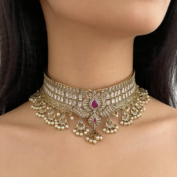 Gold-Tone_Traditional_Choker_Necklace_for_Women