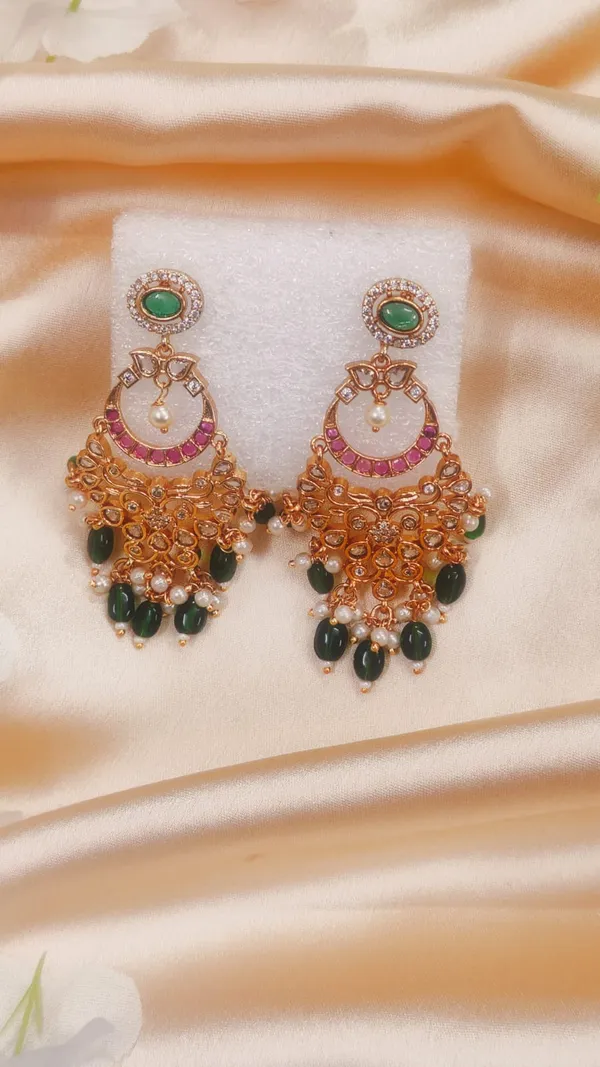 Gold_Tone_Green_Stone_Chandelier_Earrings_for_Women