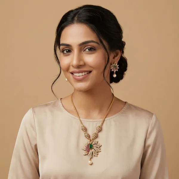 Gold_Alloy_Pendant_Necklace_Set_For_Women