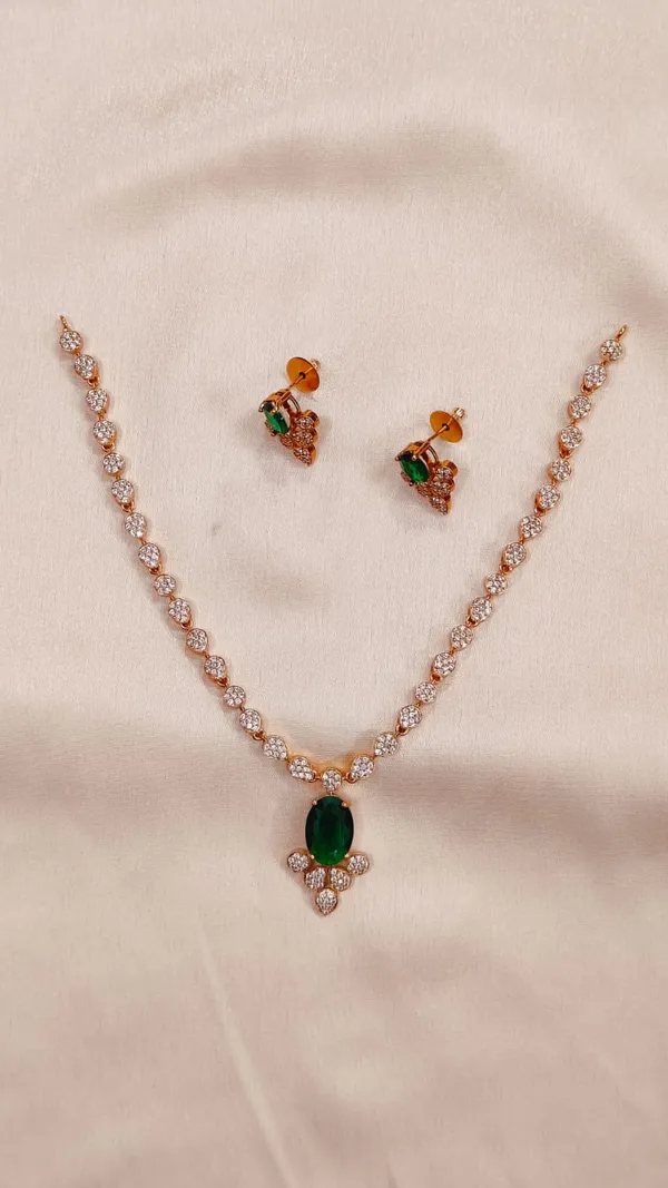 Gold_Tone_Green_Stone_Necklace_And_Earrings_Set_for_Women